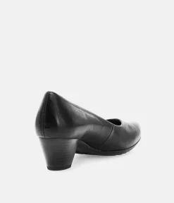 Gabor Versatile Black Leather Block Heel