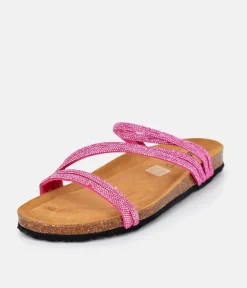 Glam Glitzy Pink Strappy Sandals