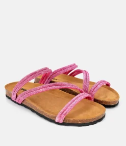 Glam Glitzy Pink Strappy Sandals