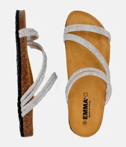 Glam Glitzy Silver Strappy Sandals