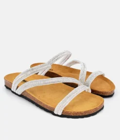 Glam Glitzy Silver Strappy Sandals