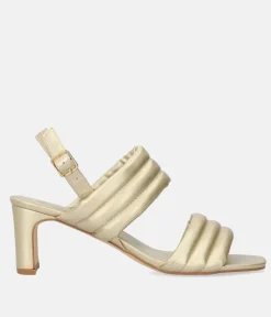 Glam Gold Metallic Block Heel Sandals