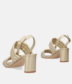 Glam Gold Metallic Block Heel Sandals