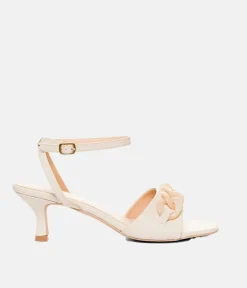 Glam Mid Heel Beige Sandals