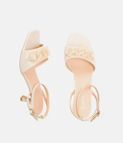 Glam Mid Heel Beige Sandals