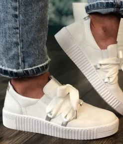 Glam White/Silver Slip On Trainer