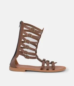 Glaritis Brown Strappy Gladiator Sandals