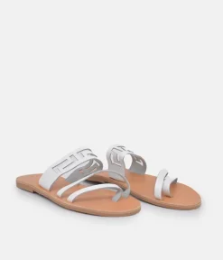 Glaritis Chic White Leather Sandals