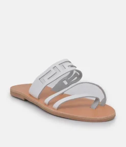 Glaritis Chic White Leather Sandals