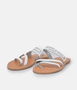 Glaritis Chic White Leather Sandals