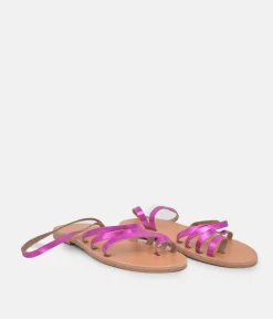 Glaritis Hot Pink Leather Strappy Sandals
