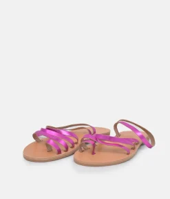 Glaritis Hot Pink Leather Strappy Sandals