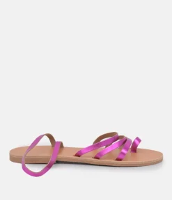 Glaritis Hot Pink Leather Strappy Sandals