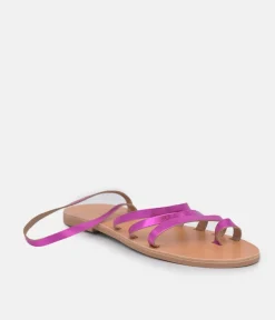 Glaritis Hot Pink Leather Strappy Sandals