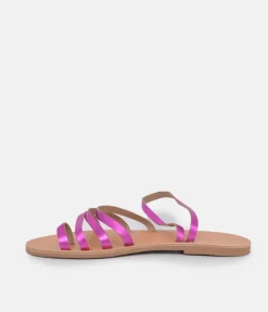 Glaritis Hot Pink Leather Strappy Sandals