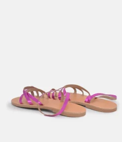 Glaritis Hot Pink Leather Strappy Sandals