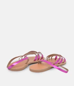 Glaritis Hot Pink Leather Strappy Sandals