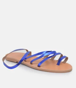 Glaritis Pretty Blue Leather Strappy Sandals
