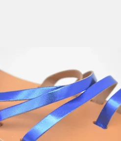 Glaritis Pretty Blue Leather Strappy Sandals