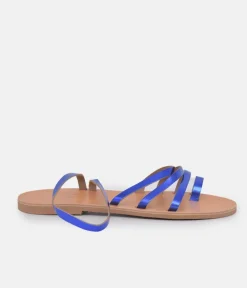 Glaritis Pretty Blue Leather Strappy Sandals