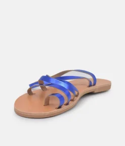 Glaritis Pretty Blue Leather Strappy Sandals