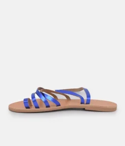 Glaritis Pretty Blue Leather Strappy Sandals