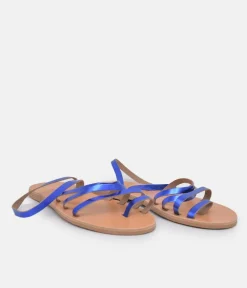 Glaritis Pretty Blue Leather Strappy Sandals