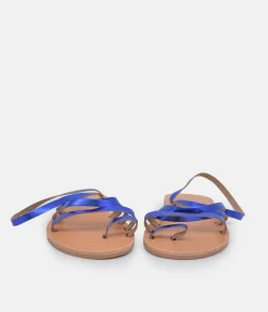 Glaritis Pretty Blue Leather Strappy Sandals