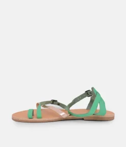 Glaritis Pretty Green/Rose Gold Strappy Sandals