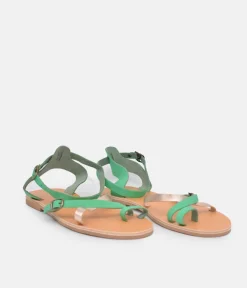 Glaritis Pretty Green/Rose Gold Strappy Sandals