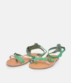 Glaritis Pretty Green/Rose Gold Strappy Sandals