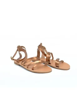 Glaritis Strappy Bronze Wide Fit Ankle Strap Sandals