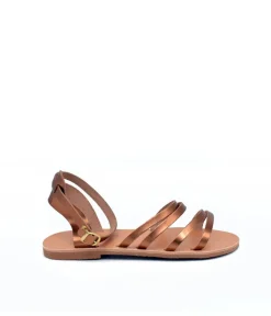 Glaritis Strappy Bronze Wide Fit Ankle Strap Sandals