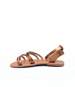 Glaritis Strappy Bronze Wide Fit Ankle Strap Sandals