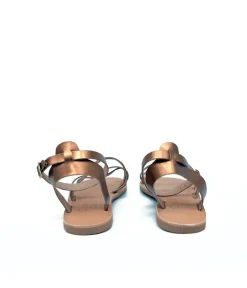 Glaritis Strappy Bronze Wide Fit Ankle Strap Sandals