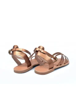 Glaritis Strappy Bronze Wide Fit Ankle Strap Sandals