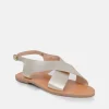 Glaritis Stylish Criss Cross Metallic Gold Sandal