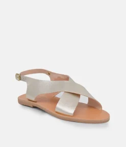 Glaritis Stylish Criss Cross Metallic Gold Sandal