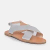 Glaritis Stylish Criss Cross Metallic Silver Sandal
