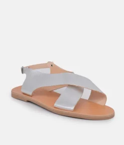 Glaritis Stylish Criss Cross Metallic Silver Sandal