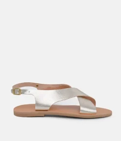 Glaritis Stylish Criss Cross Metallic Gold Sandal