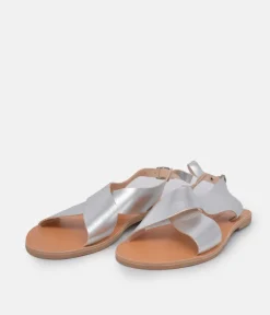 Glaritis Stylish Criss Cross Metallic Silver Sandal