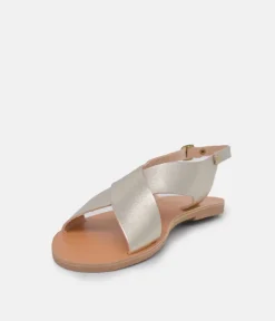 Glaritis Stylish Criss Cross Metallic Gold Sandal