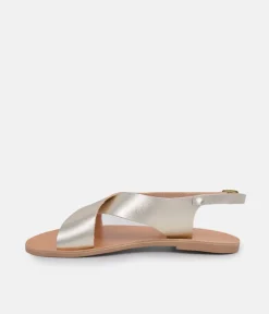 Glaritis Stylish Criss Cross Metallic Gold Sandal