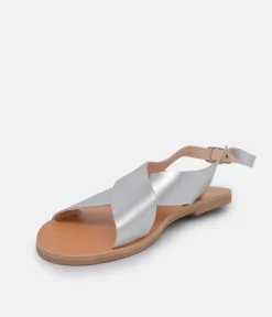 Glaritis Stylish Criss Cross Metallic Silver Sandal