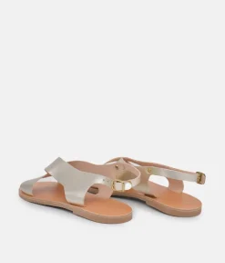 Glaritis Stylish Criss Cross Metallic Gold Sandal