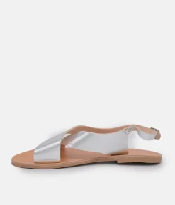Glaritis Stylish Criss Cross Metallic Silver Sandal