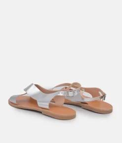 Glaritis Stylish Criss Cross Metallic Silver Sandal