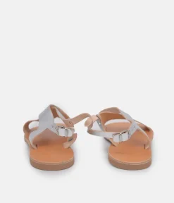 Glaritis Stylish Criss Cross Metallic Silver Sandal