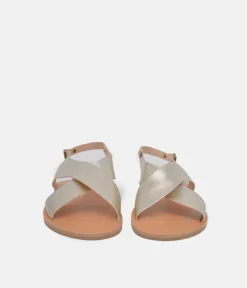 Glaritis Stylish Criss Cross Metallic Gold Sandal